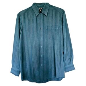 Mens Medium Long Sleeved teal button down dress shirt